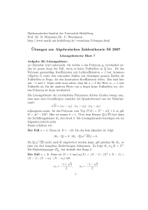 ¨Ubungen zur Algebraischen Zahlentheorie SS 2007