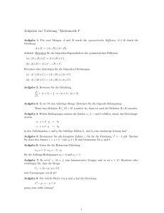 Aufgaben zur Vorlesung “Mathematik I”