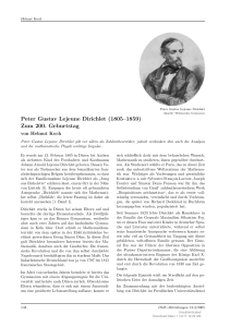 Peter Gustav Lejeune Dirichlet (1805–1859) Zum 200