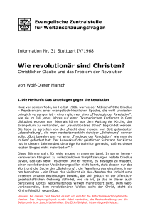 Wie revolutionär sind wir Christen? - Evangelische Zentralstelle für