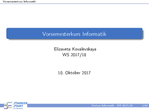 Vorsemesterkurs Informatik