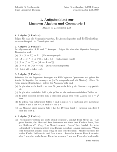 1. Aufgabenblatt zur Linearen Algebra und Geometrie I
