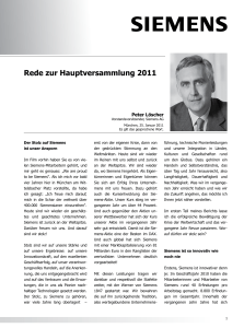 Rede zur Hauptversammlung 2011