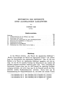 Bestimmung der Differente Eines Algebraischen