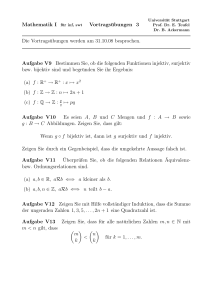 Mathematik I für inf, swt Vortragsübungen 3 Die Vortragsübungen