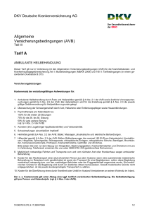 Allgemeine Versicherungsbedingungen (AVB) Tarif A