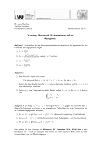 Vorlesung: Mathematik für Naturwissenschaftler I Übungsblatt 7