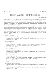 Lineare Algebra I für Informatiker