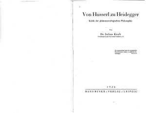 Von Husserl zu Heidegger