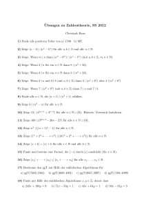¨Ubungen zu Zahlentheorie, SS 2012