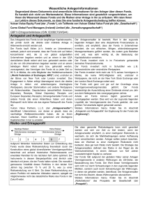 Wesentliche Anlegerinformationen Anlageziel und Anlagepolitik