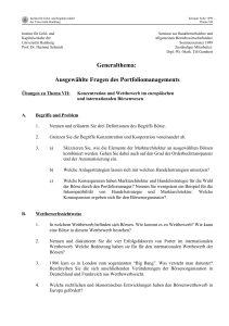 Generalthema: Ausgewählte Fragen des Portfoliomanagements