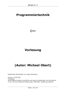 Programmiertechnik C++ Vorlesung (Autor: Michael Obert)