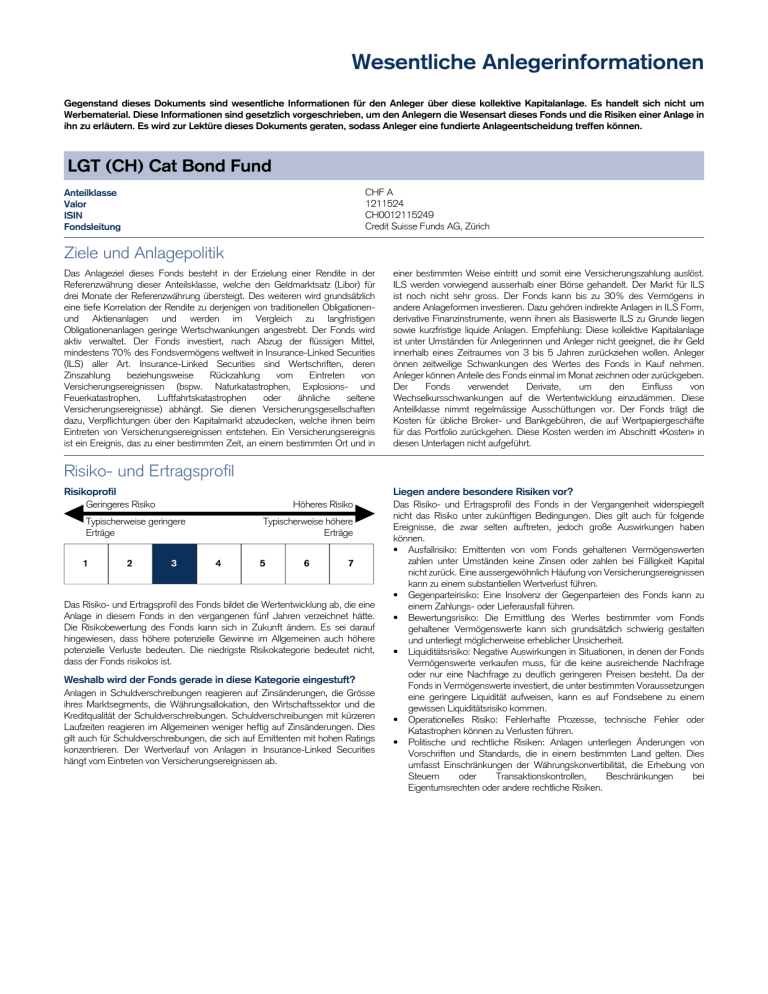 Key Investor Information Document Example