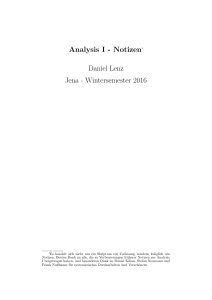 Analysis I - Analysis - Prof. Dr. Daniel Lenz