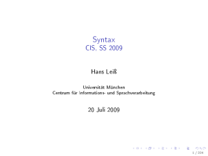 Syntax CIS, SS 2009 - Centrum für Informations