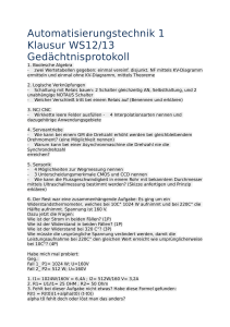 Automatisierungstechnik 1 Klausur WS12/13 Gedächtnisprotokoll