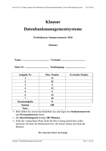 Klausur Datenbankmanagementsysteme