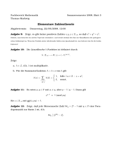 Elementare Zahlentheorie - Fachbereich | Mathematik