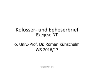 Kolosser- und Epheserbrief - Institut für Bibelwissenschaft