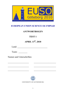 EUROPEAN UNION SCIENCE OLYMPIAD ANTWORTBOGEN TEST