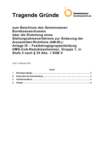 Tragende Gründe - Gemeinsamer Bundesausschuss