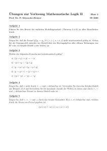 Ubungen zur Vorlesung Mathematische Logik II