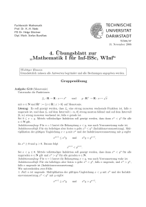 4.¨Ubungsblatt zur ” Mathematik I für Inf-BSc, WInf“