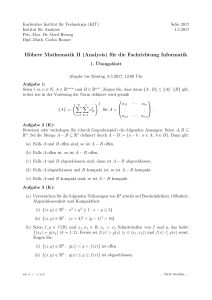 Höhere Mathematik II (Analysis) für die Fachrichtung Informatik