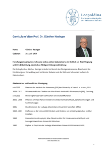 Curriculum Vitae Prof. Dr. Günther Hasinger