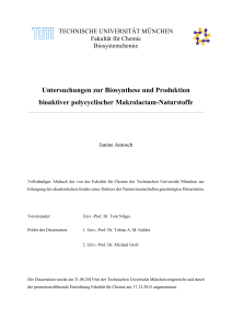 Untersuchungen zur Biosynthese und Produktion