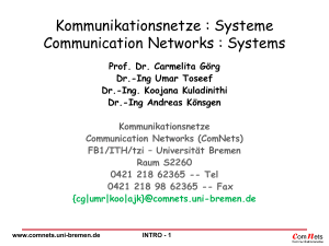 Kommunikationsnetze I Communication Networks I