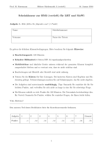 Scheinklausur zur HM3 (vertieft) für LRT und MaWi