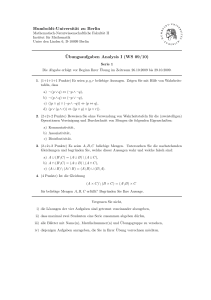 Humboldt-Universität zu Berlin ¨Ubungsaufgaben Analysis I (WS 09