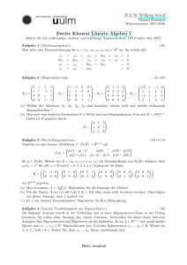 Zweite Klausur Lineare Algebra 1