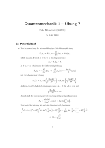 Quantenmechanik 1 – Übung 7