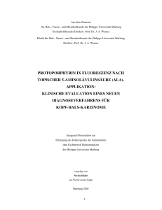 Protoporphyrin-IX-Fluoreszenz nach topischer 5