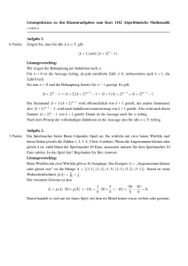 Lösungsskizzen zu den Klausuraufgaben zum