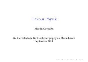 Flavour Physik - 49. Herbstschule für Hochenergiephysik 2017