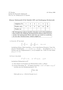 Klausur Mathematik II für Fakultät MW und