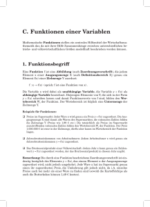 C. Funktionen einer Variablen