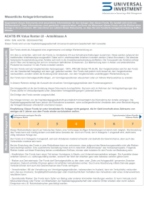 Wesentliche Anlegerinformationen ACATIS IfK Value Renten UI