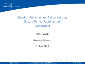 Shanks` Verfahren zur Faktorisierung: „Square