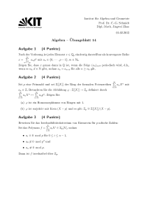 Algebra Übungsblatt 14