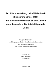 Zur Altersbeurteilung beim Wildschwein - Justus-Liebig