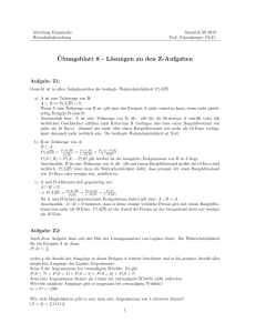 ¨Ubungsblatt 8 - Lösungen zu den Z