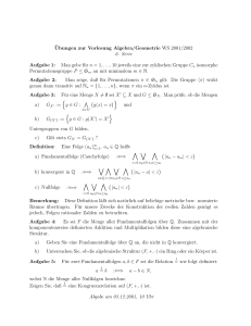 ¨Ubungen zur Vorlesung Algebra/Geometrie WS 2001/2002 6. Serie