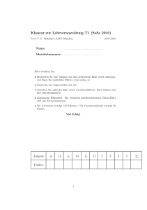 Klausur zur Lehrveranstaltung T1 (SoSe 2010)