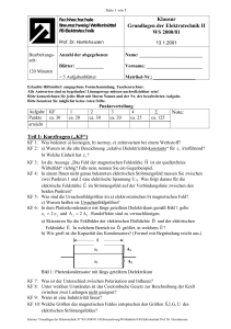 Klausur Grundlagen der Elektrotechnik II WS 2000/01 Note: Teil I