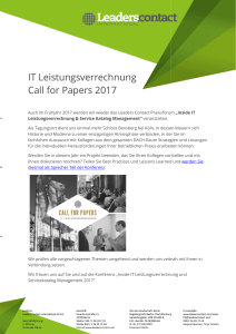 IT Leistungsverrechnung Call for Papers 2017